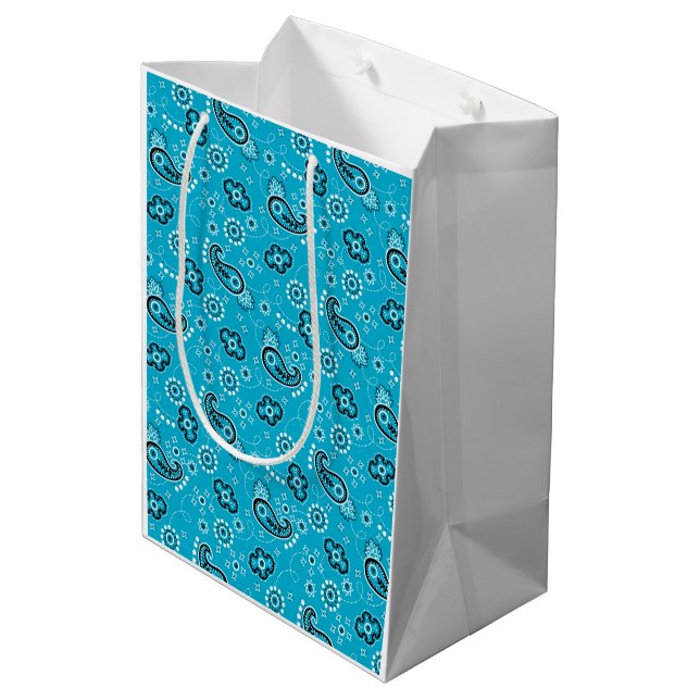 Bandana Blue Pattern Modern Fun Colourful Medium Gift Bag (Back Angled)