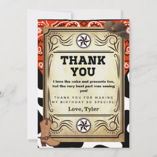 Bandana Cowboy Birthday Party Thank You