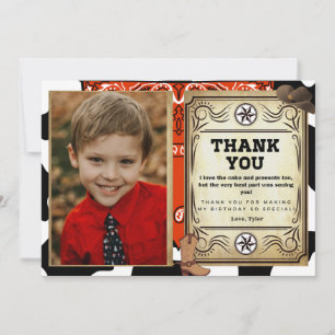 Bandana Cowboy Birthday Photo Thank You Card