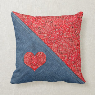 Bandana Denim Combo Throw Pillow