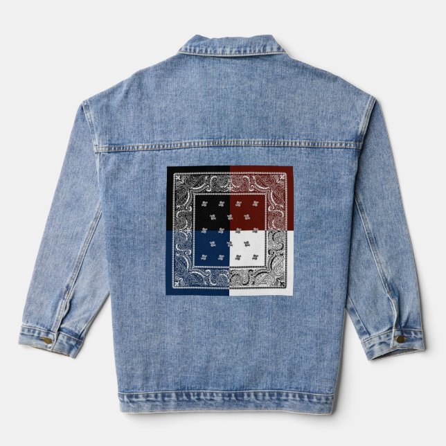 Bandana design mens jaket denim jacket (Back)