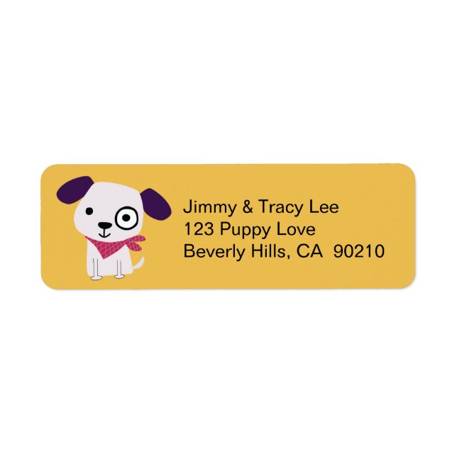Bandana Doggy, Address Labels, yellow (Front)