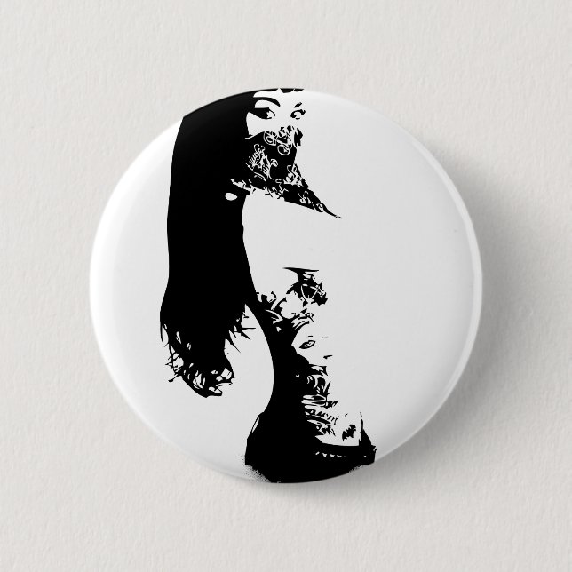 bandana girl 2 inch round button (Front)