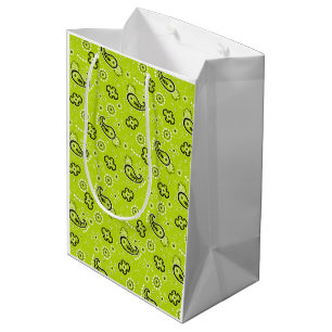 Bandana Lime Green Pattern Modern Retro Preppy Fun Medium Gift Bag