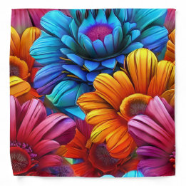 Bandana Motif répété de fleurs 3d colorées