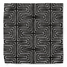 Noir Blanc Tribal Africain Boue Tissu Tête envelop