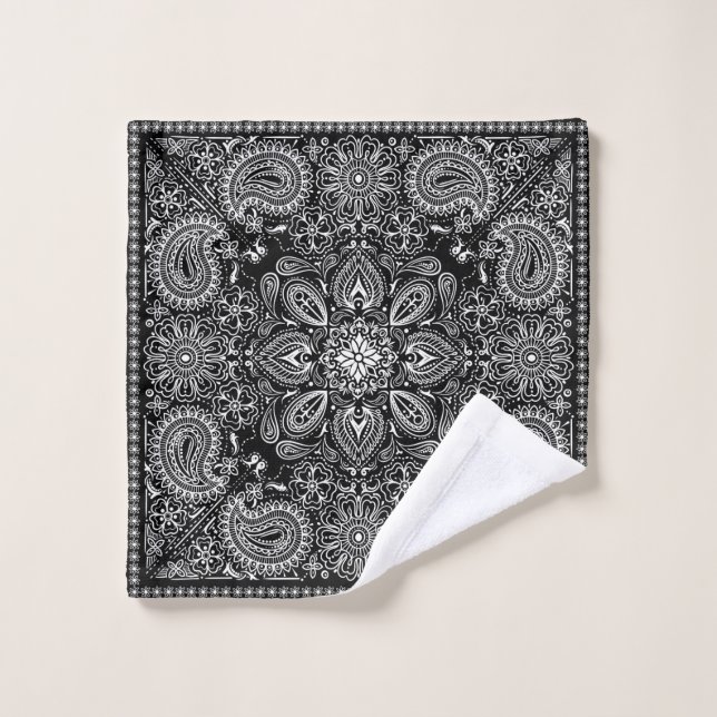 Bandana noire ornée (Gant de toilette)