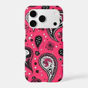 Bandana Paisley iPhone Case Y2K Pink Black