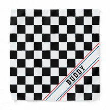 Bandana Patriot nom de chien à carreaux noir et bl