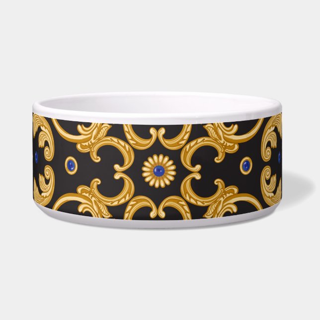 Bandana Print: Black Blue Gold. (Front)