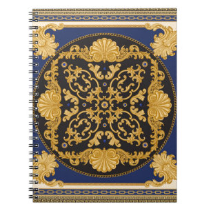 Bandana Print: Black Blue Gold. Notebook