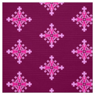 Bandana Print - pale pink and plum Fabric