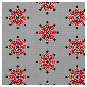Bandana Print - red, grey and black Fabric