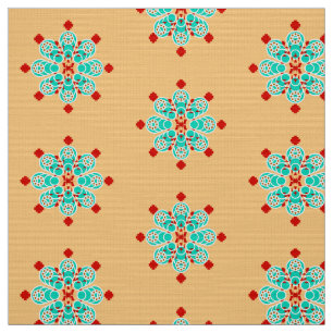 Bandana Print - turquoise and peach Fabric