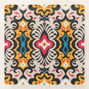 Bandana Print: Vintage Paisley Silk. Glass Coaster
