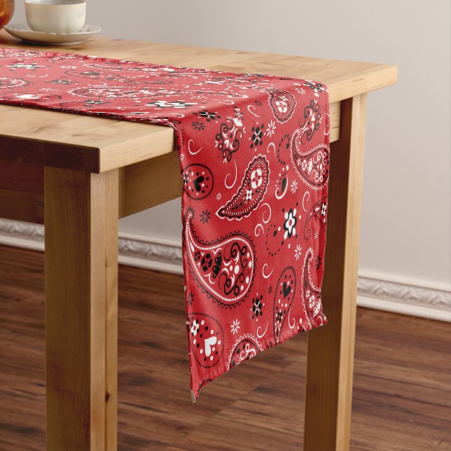 Bandana Red Paisley Short Table Runner (In Situ)