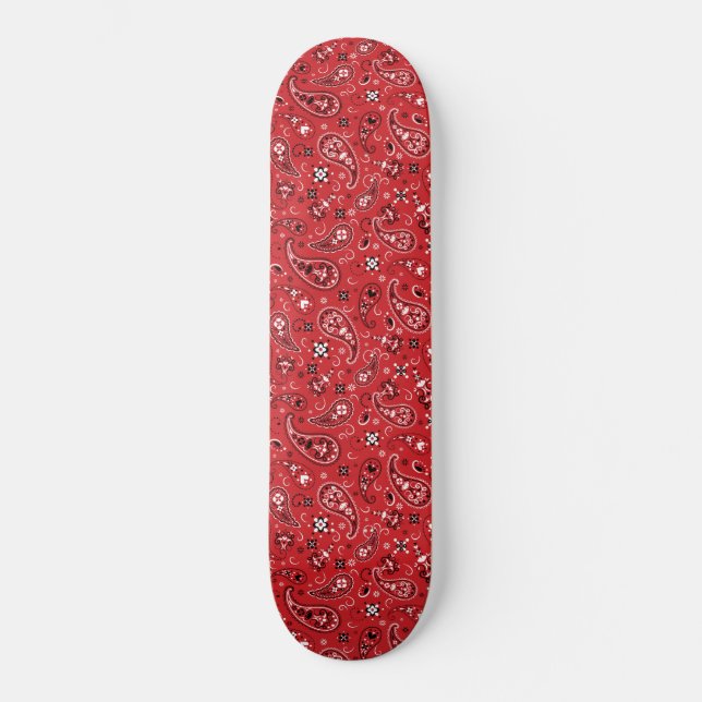 Bandana Red Paisley  Skateboard (Front)