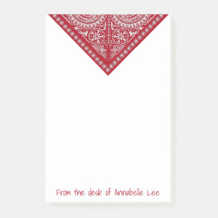 Bandana rouge, notes de post-it