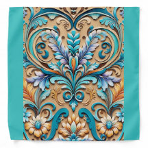 Style Sud-Ouest Symétrique Motif Tan Turquoise