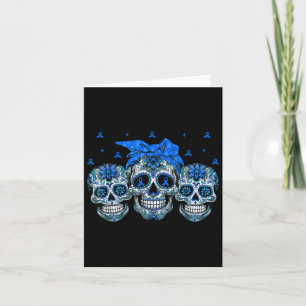 Bandana Sugar Skull Blue Ribbon Diabetes Awareness Card