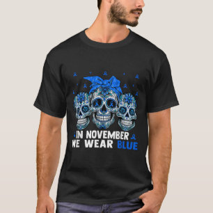 Bandana Sugar Skull In November We Wear Ribbon Blu T-Shirt