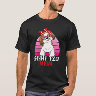 Bandana Sunglasses Shih Tzu Mom Funny Dog Lover T-Shirt