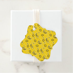 Bandana Yellow Red Pattern Two tone Classic Fun Favour Tags