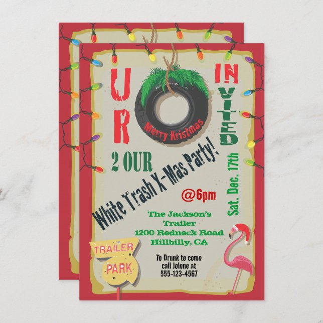 Bande-annonce blanche Invitations de Noël (Devant / Derrière)