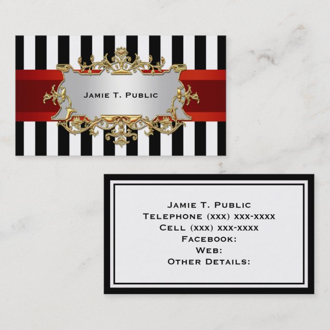 Bande blanche noire, Ruban rouge, Étiquette encadr (Devant / Derrière)