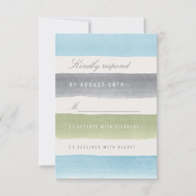 Bande d'aquarelle rustique mariage de plage RSVP (Devant)
