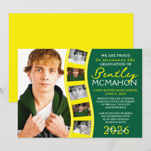 Bande de film verte et jaune Faire-part graduée