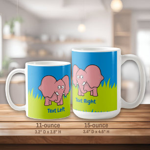 Bande dessinée d'éléphant rose tasse à café