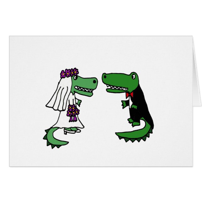 Bande dessinée drôle de jeunes mariés d'alligator (Devant horizontal)