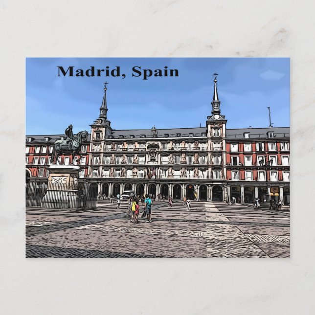 Bande dessinée d'une place à Madrid, Espagne carte (Devant)
