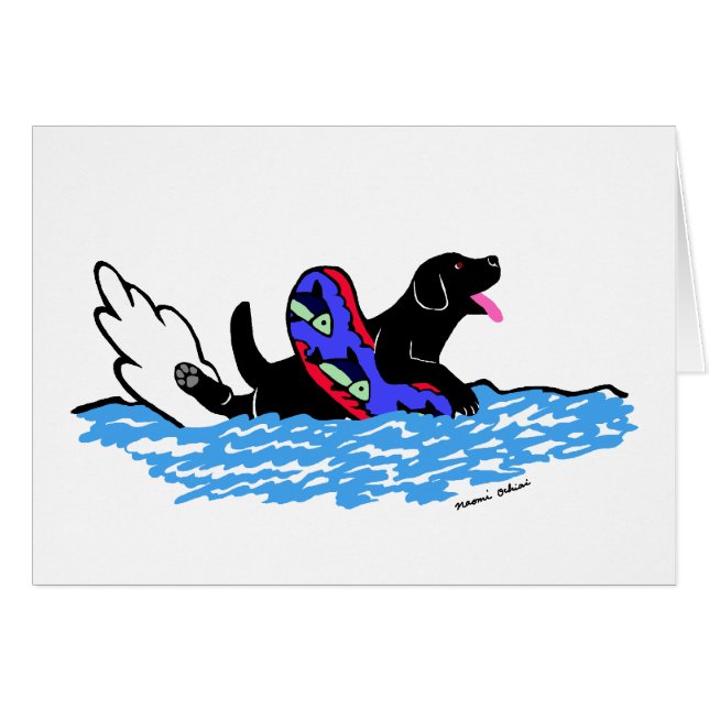Bande dessinée noire de natation de Labrador (Devant horizontal)