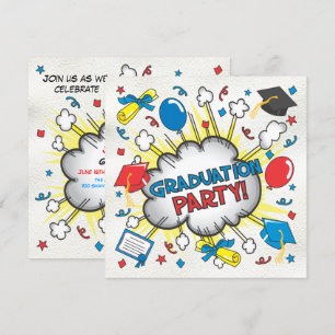 Bande dessinée Pop Art Graduation Party Invitation
