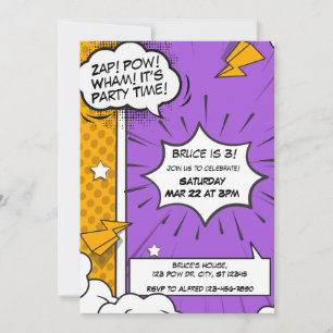 Bande dessinée violette et orange Invitation d'ann