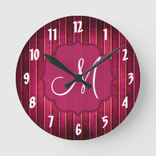 Bande dorée framboise moderne Hot rose Horloge mur