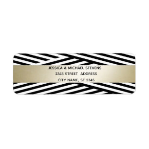 Bande dorée noire/blanche moderne géométrique