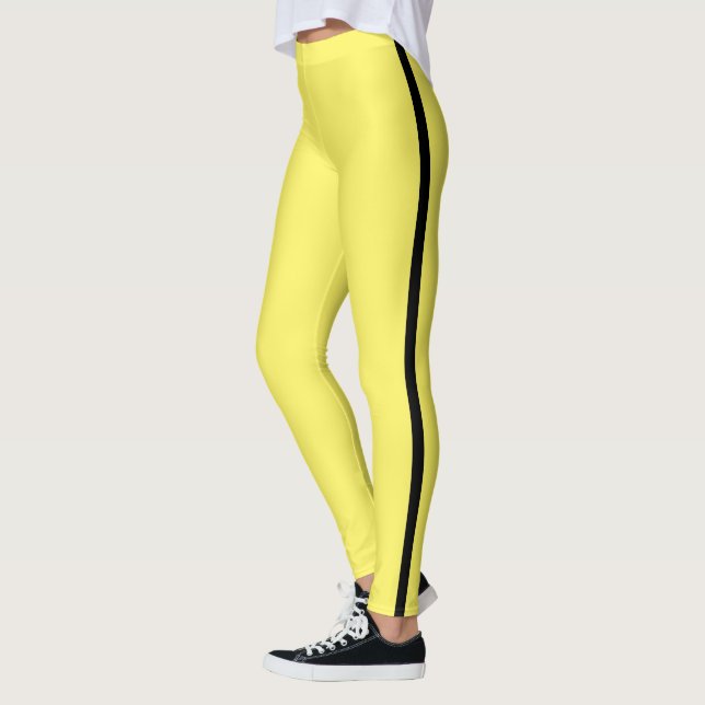 Bande latérale noire Jaune Leggings Choisir les co (Gauche)