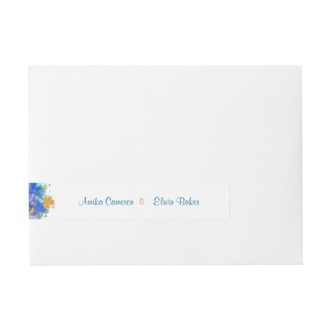 Bande Pour Adresse Aquarelle bleue Dauphin retour adresse envelopper  (Devant)