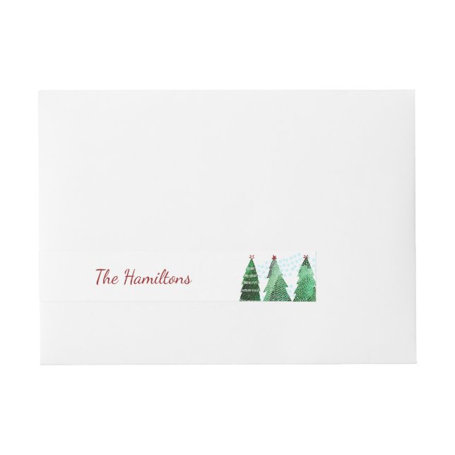 Bande Pour Adresse Belles vacances d'arbre de Noël d'aquarelle (Devant)