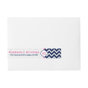 Bande Pour Adresse Chevron bleu et blanc Zigzag Motif 2