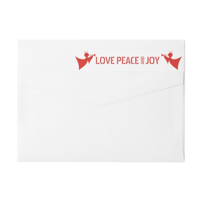 Bande Pour Adresse De Retour Amour, Paix, Joie et anges Noël rouge (Dos)