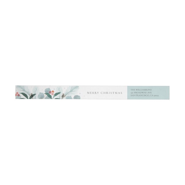 Bande Pour Adresse De Retour Aquarelle hiver envelopper Noël autour du Étiquett (Individual)