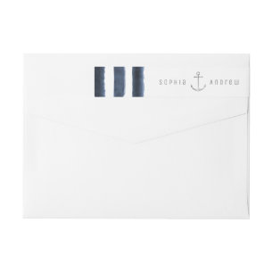 Bande Pour Adresse De Retour Aquarelle marine rayures marine mariage plage naut
