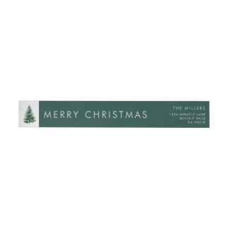 Bande Pour Adresse De Retour Arbre de Noël minimaliste vert Noël Fêtes