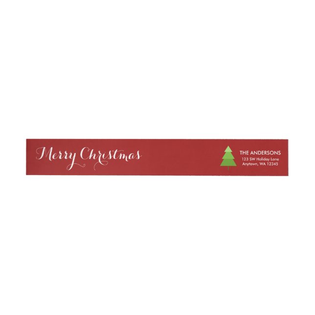 Bande Pour Adresse De Retour Arbre de Noël moderne rouge Personnalisé (Individuel)