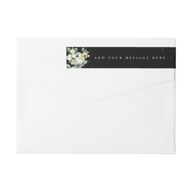 Bande Pour Adresse De Retour Black Snowberry+Eucalyptus Noël Classique (Dos)