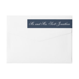 Bande Pour Adresse De Retour Bleu de marine classique Élégante calligraphie min